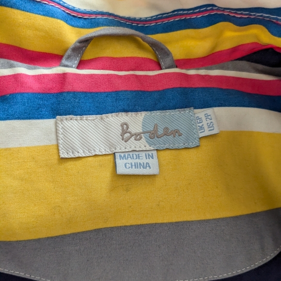 Boden Anya Waterproof Mac Striped Hooded Rain Coat - Picture 6 of 8